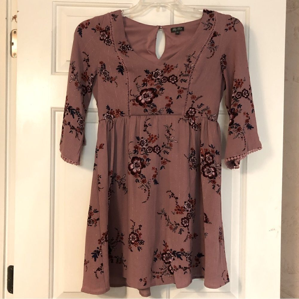 Lily Rose Floral V-neck Pink Lined Dress Size XS